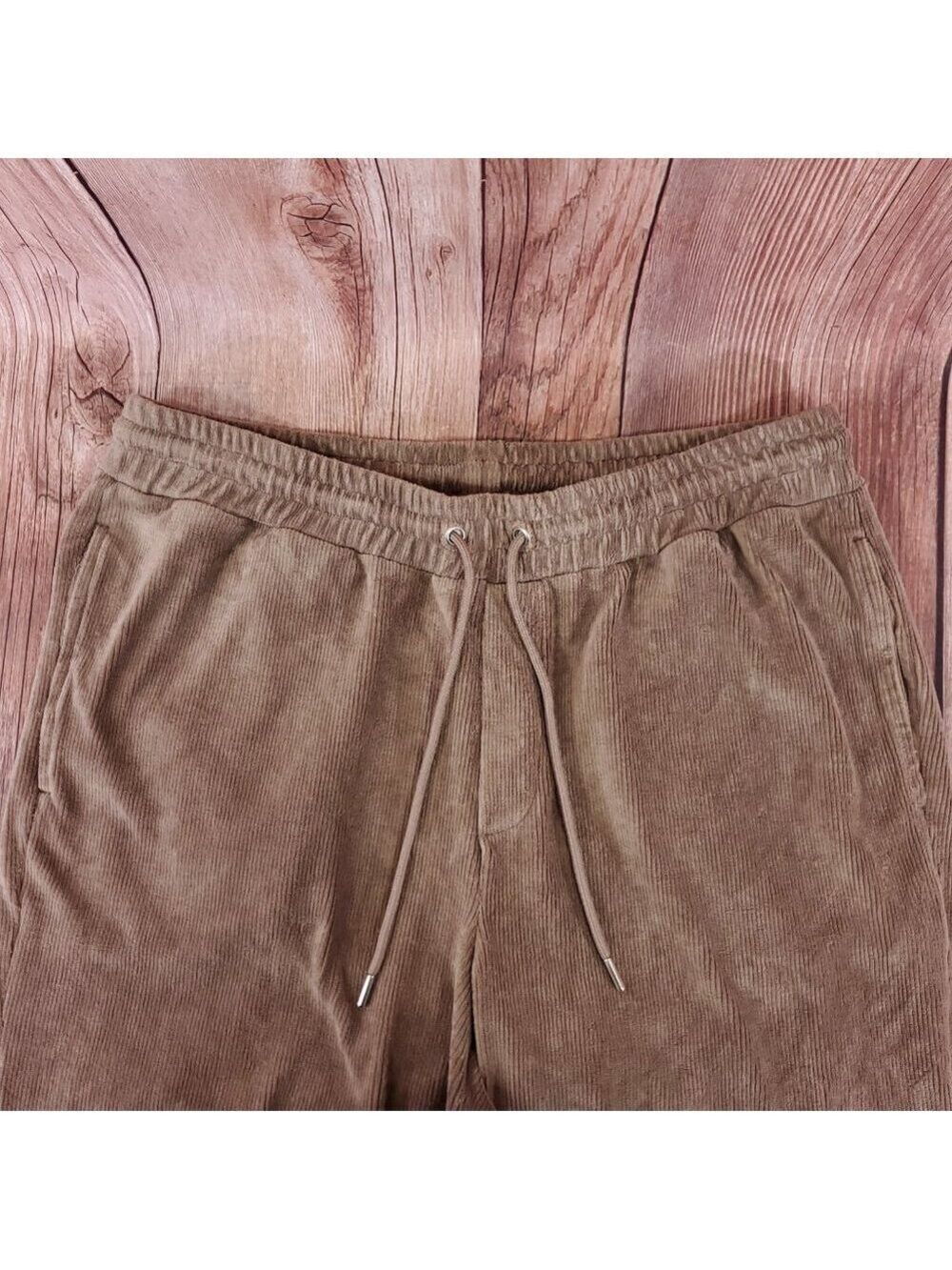 Reiss Kaiden Womens Size XL Mocha Corduroy Drawstring Stretch Joggers Pants - Picture 3 of 12